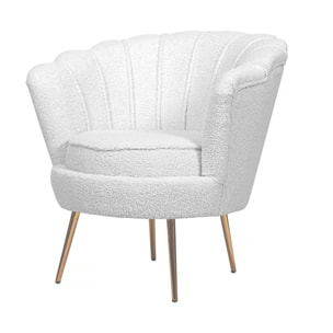Fauteuil bouclette "Floria" - 75 x 68 x 77,5 cm -  Blanc