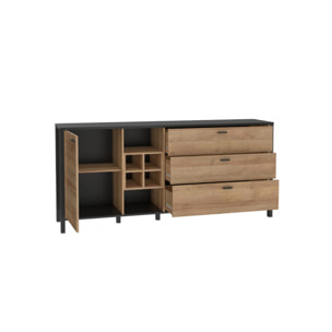 Buffet avec rangement en bois effet chêne - MIAMI