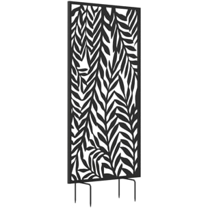 Panneau brise vue décoratif paravent extérieur motif végétal 65 x 130 cm métal noir