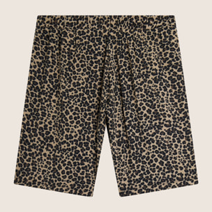 Pantaloni corti da donna wide leg in viscosa leopardata