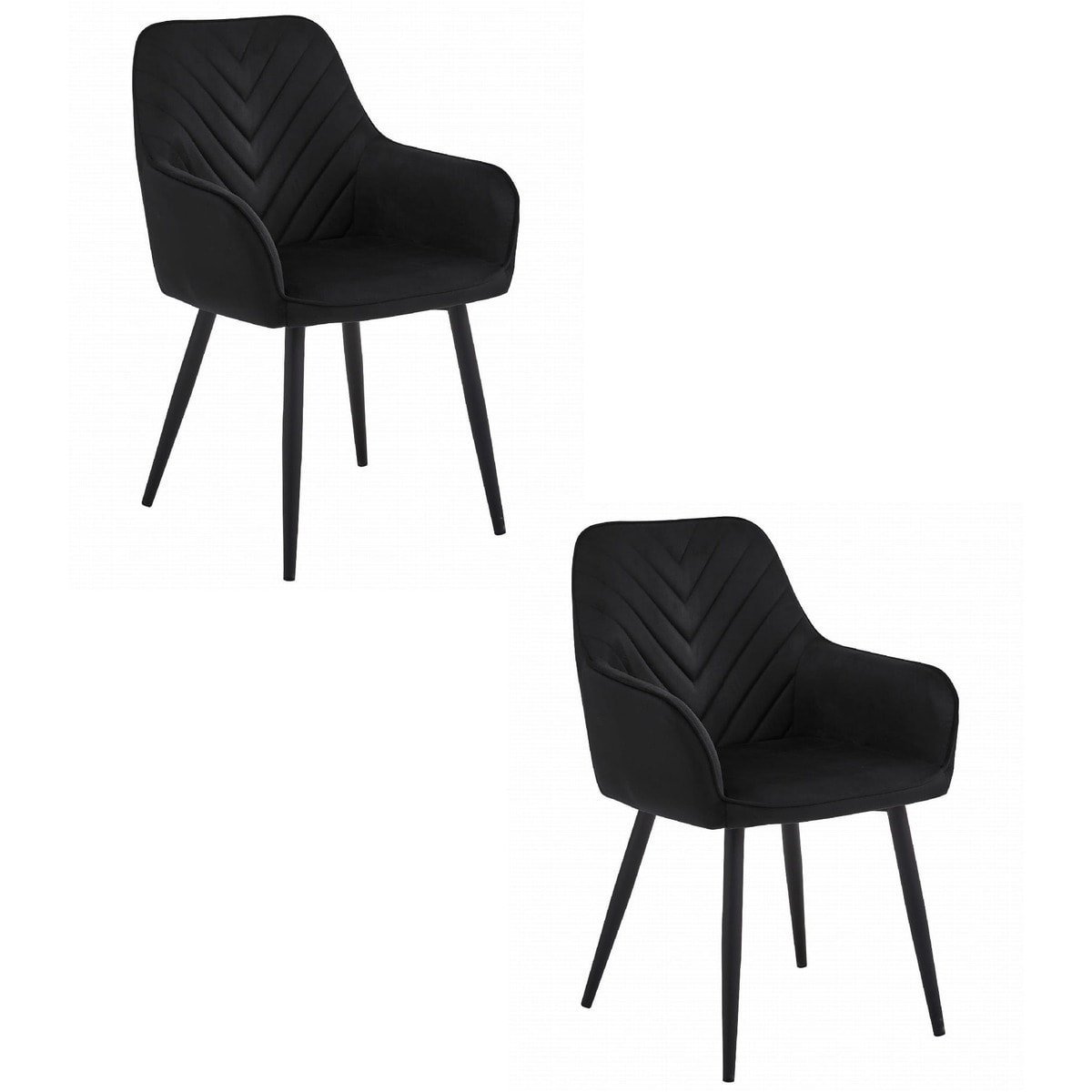 Set di 2 sedie con braccioli Nana in velluto nero