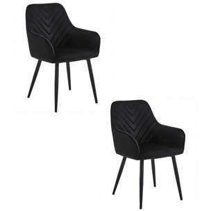 Set di 2 sedie con braccioli Nana in velluto nero