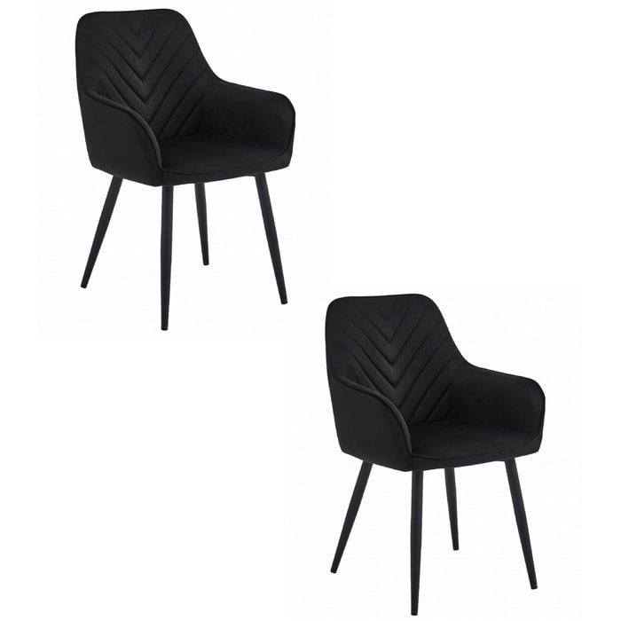 Set di 2 sedie con braccioli Nana in velluto nero
