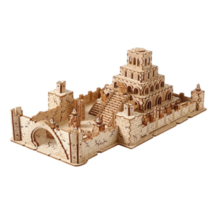 Maqueta de Madera 3D, diseño de Ruinas con movimiento mecánico. 235 piezas.