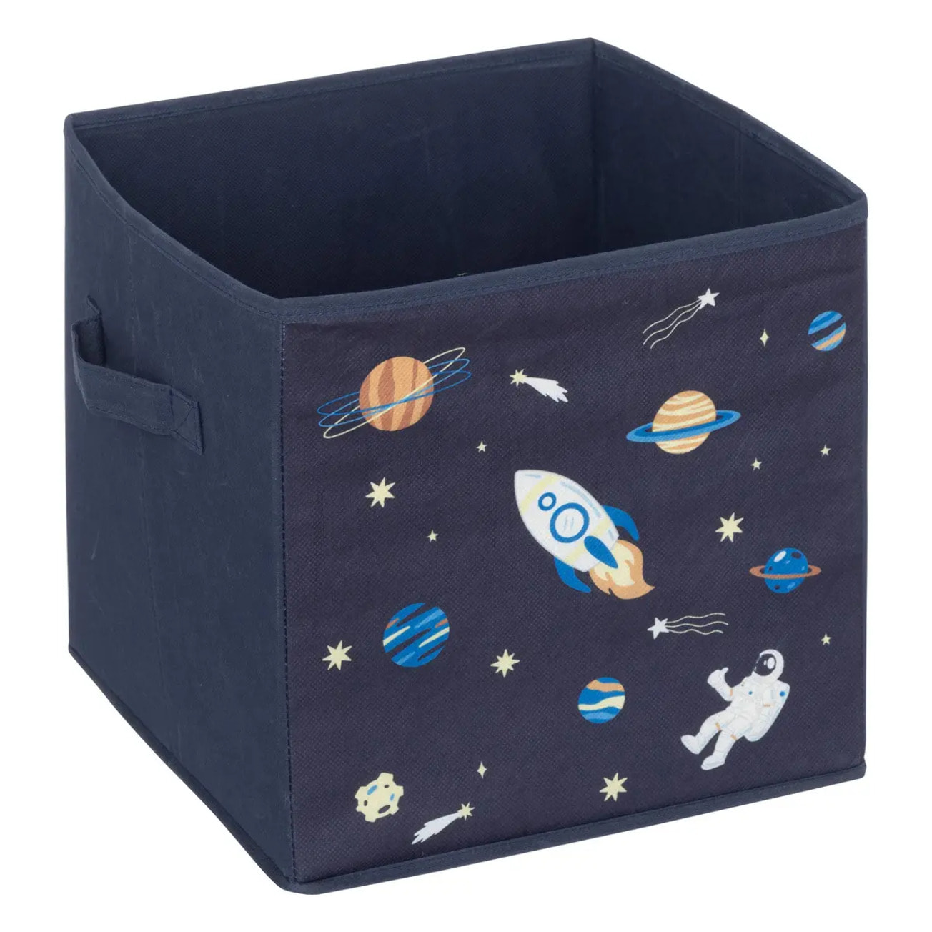 2 bacs rangements enfant "Espace" 29x29cm bleu