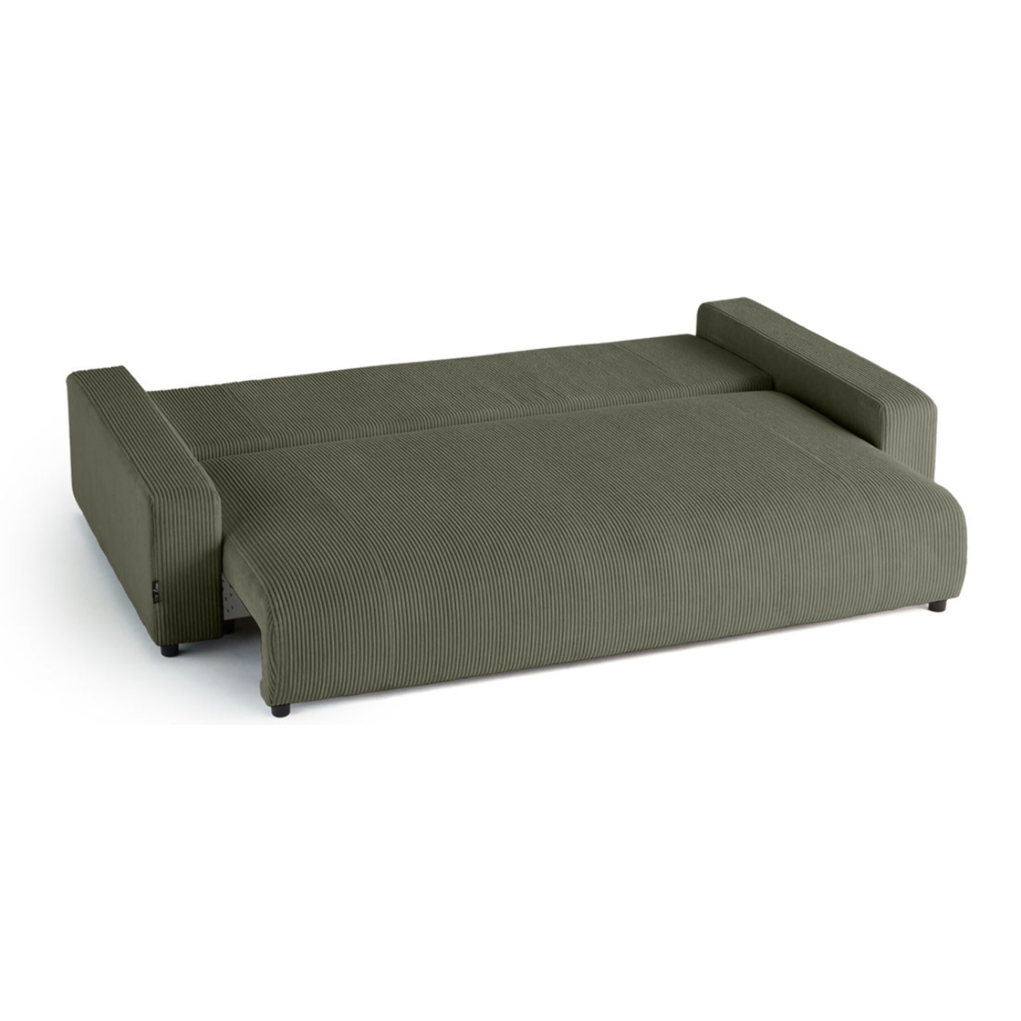 Pivoine - canapé droit 3 places - convertible avec coffre - en velours côtelé - Vert