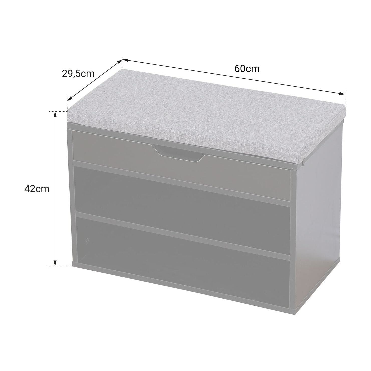 Meuble à chaussures deux casiers avec coffre blanc ALAN