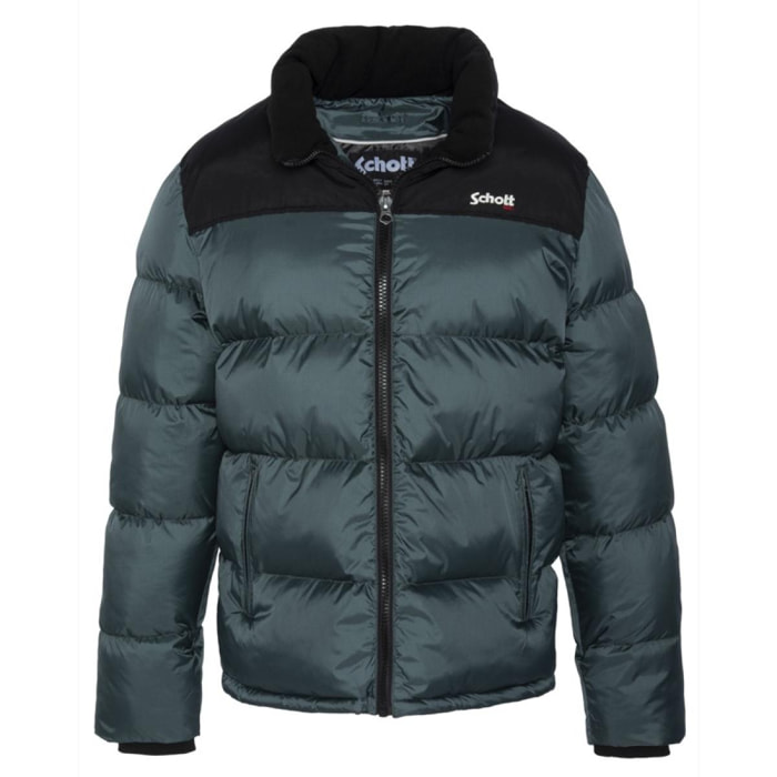 UTAH PADDED JACKET WITH YOKES & SCHOTT NYC CHEST EMBROIDERY BODY = 100% NYLON / YOKES = 60% COTTON 40% NYLON Verde