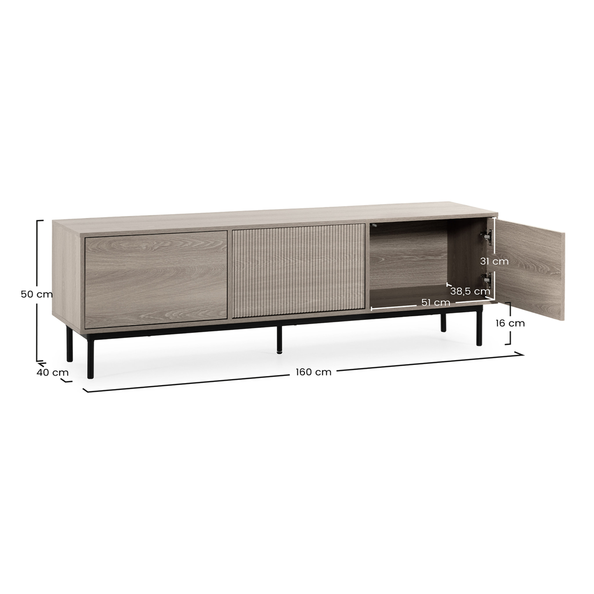 Mueble Tv Florida 3 puertas efecto Roble