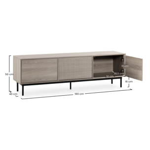 Mueble Tv Florida 3 puertas efecto Roble