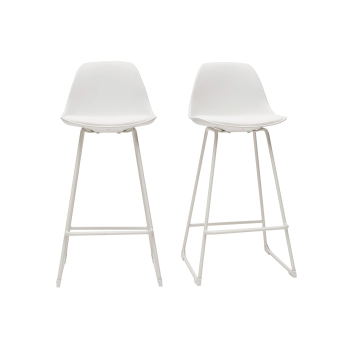 Tabourets de bar design blancs pieds métal 66 cm (lot de 2) FRANZ