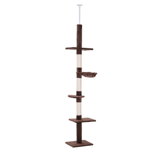 Árbol Rascador para Gatos Altura Ajustable 230-260 cm Hamaca Postes Sisal Marrón