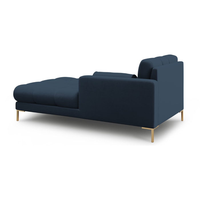 Méridienne droite "Bali" en tissu structurel bleu