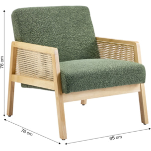 Fauteuil en cannage et tissu bouclé - MANI