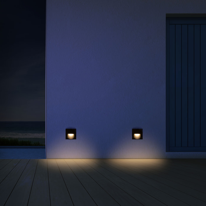 Forlight Hide - Aplique de Pared LED Cuadrado para Señalización de Caminos y Rodapiés con Luz Neutra 4000K Color Gris Urbano