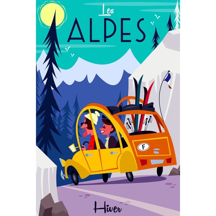 Tableau  sur la route des alpes Tableau alu Dibond