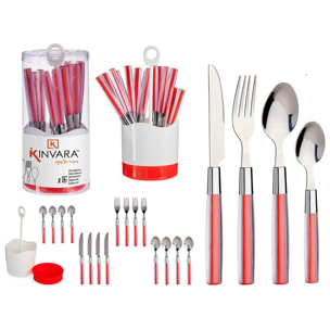 DAM SET 16 POSATE IN ACCIAIO INOX CON MANICO PS ROSSO 11x11x25 Cm. colore rosso