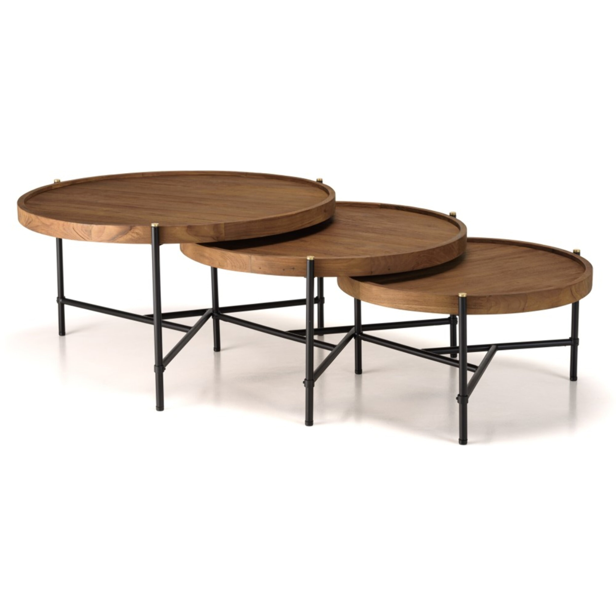 SIXTINE - Set de 3 tables basses tripodes rondes