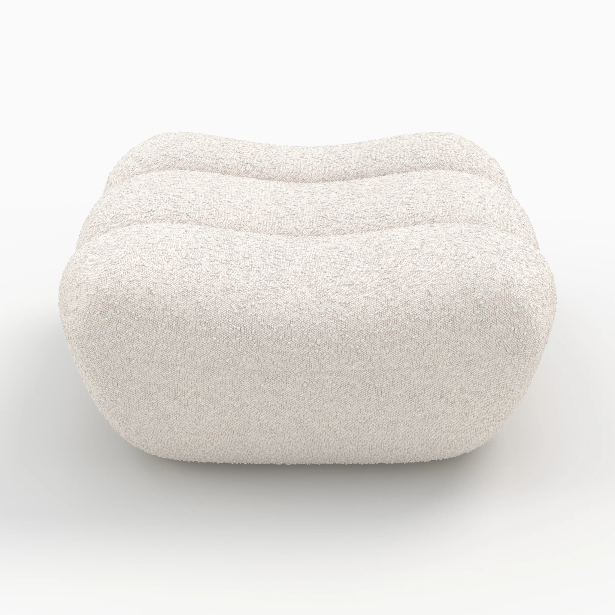 Pouf repose-pieds en tissu bouclé blanc - Teddy
