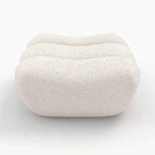 Pouf repose-pieds en tissu bouclé blanc - Teddy