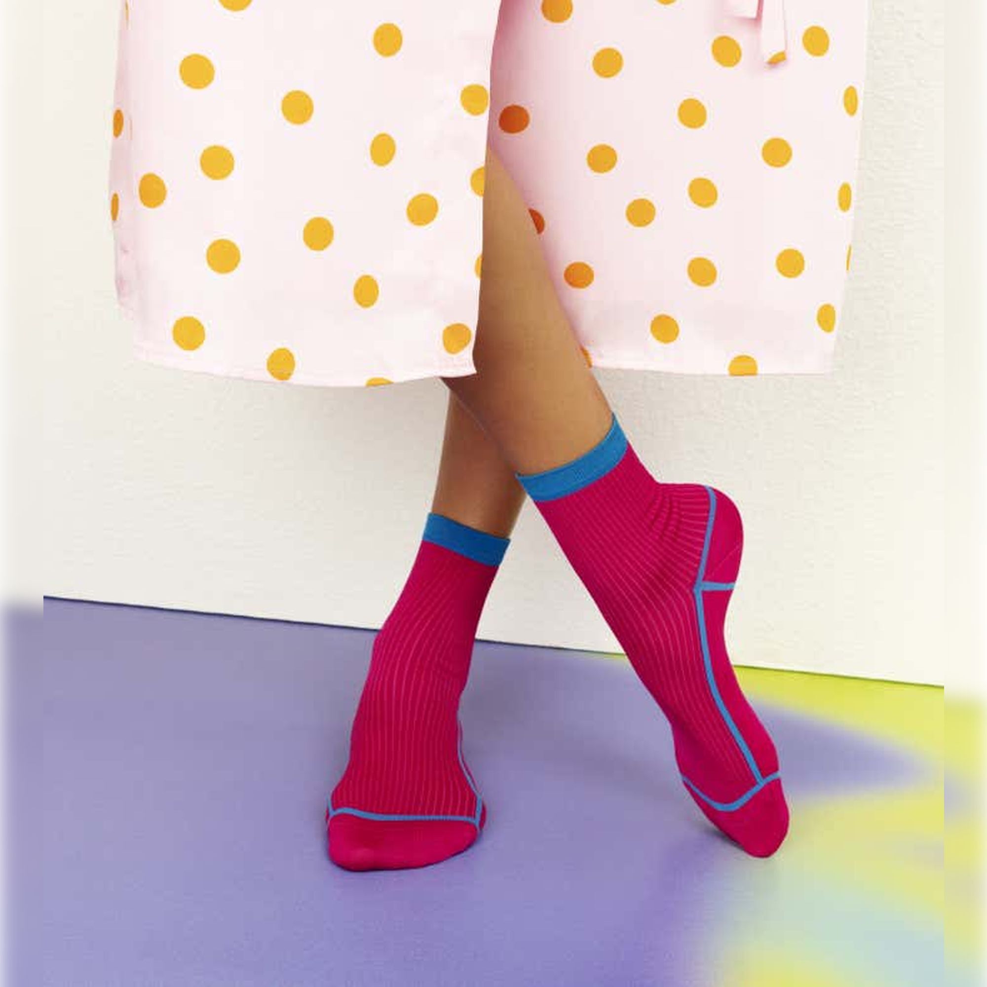 Calcetines lily ankle fucsia y azul