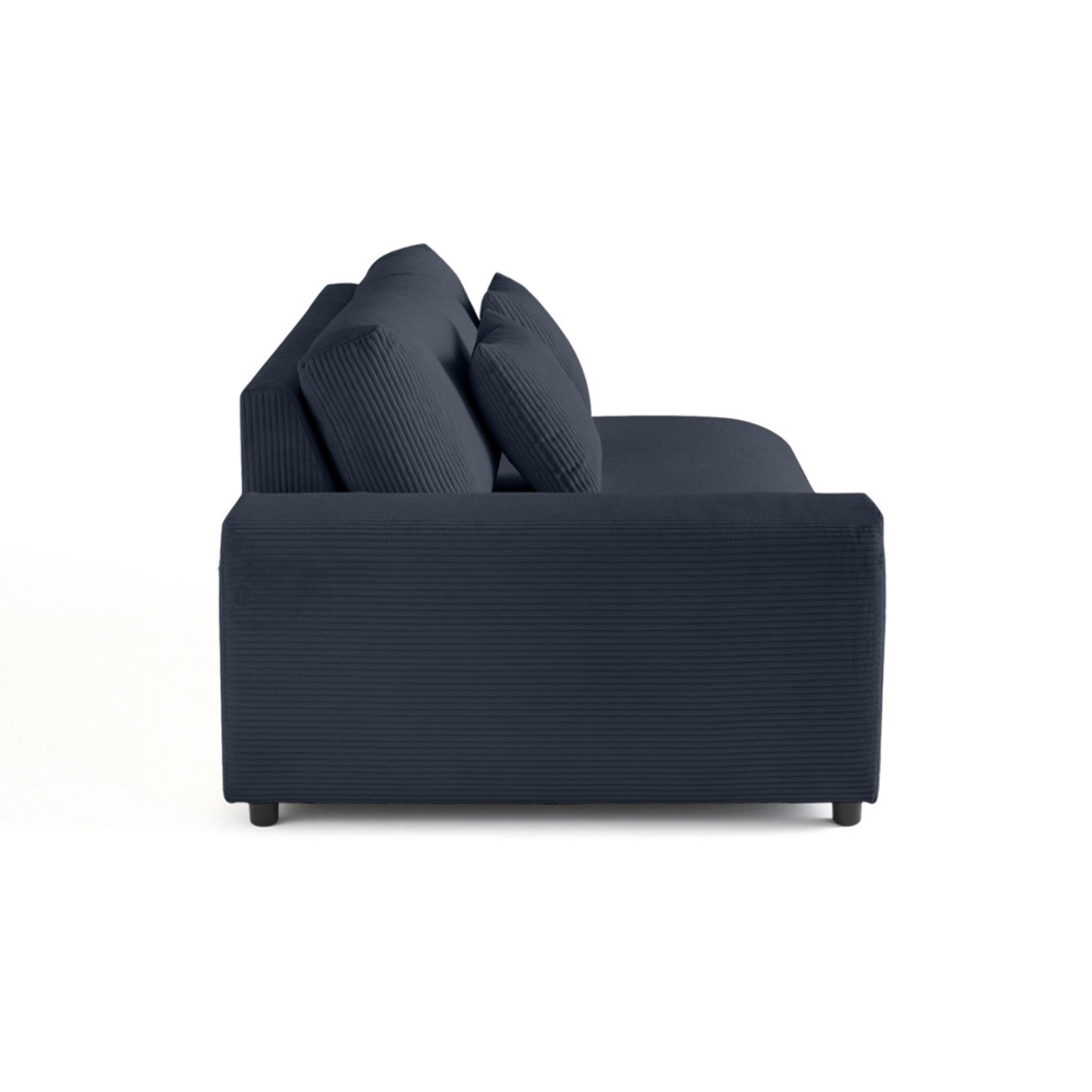 Garance - module d'assise 3 places avec accoudoir gauche - en velours côtelé - Bleu nuit