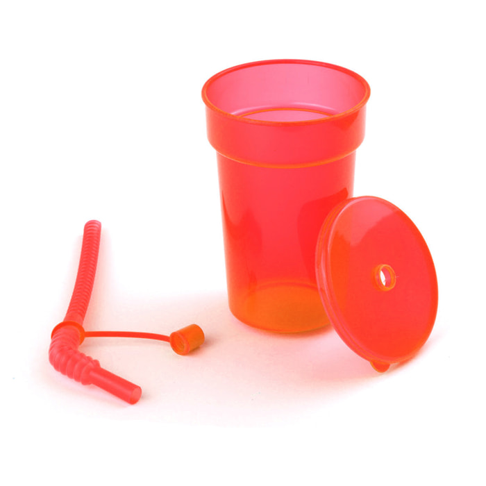 Bicchiere trasparente con coperchio e cannuccia 400 ml.