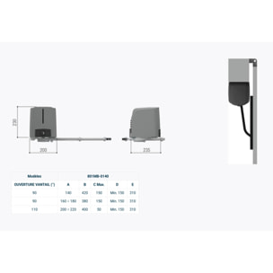 Kit automatisme FAST70 230V pour portails 2 battants 2,30 m par vantail - CAME - 001U1872
