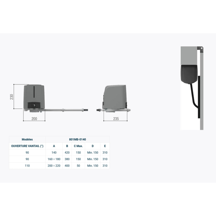Kit automatisme FAST70 230V pour portails 2 battants 2,30 m par vantail - CAME - 001U1872