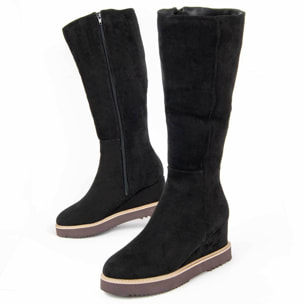 Bota De Cuña - Negro - Altura: 6 Cm