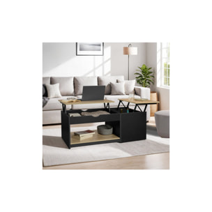 Table basse relevable + coffre Elina - 2 plateaux relevables