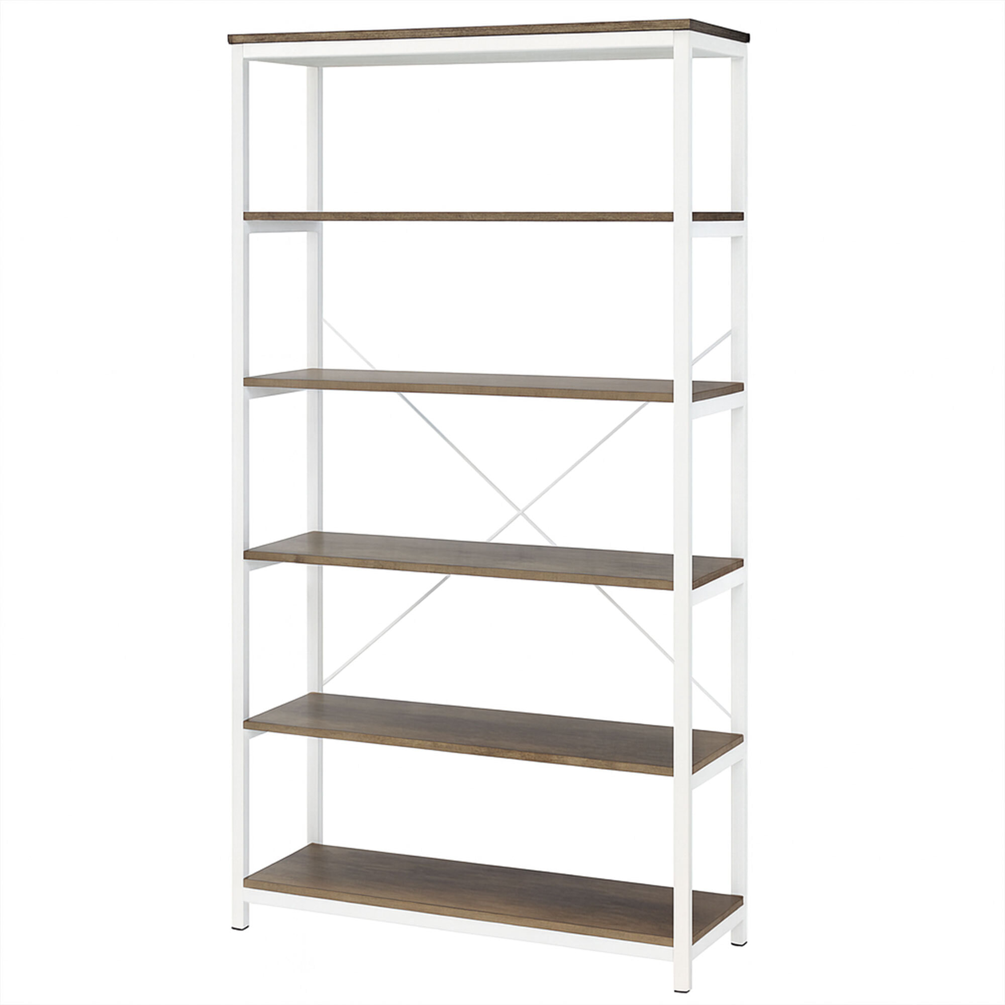 Ganbaru - Libreria scaffale a 6 ripiani 80x30xH180 cm in stile industrial oak