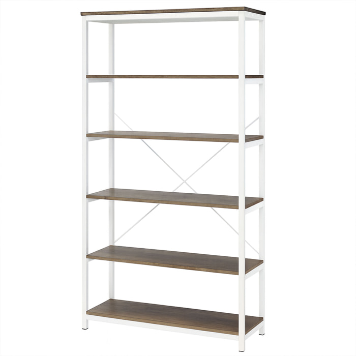 Ganbaru - Libreria scaffale a 6 ripiani 80x30xH180 cm in stile industrial oak