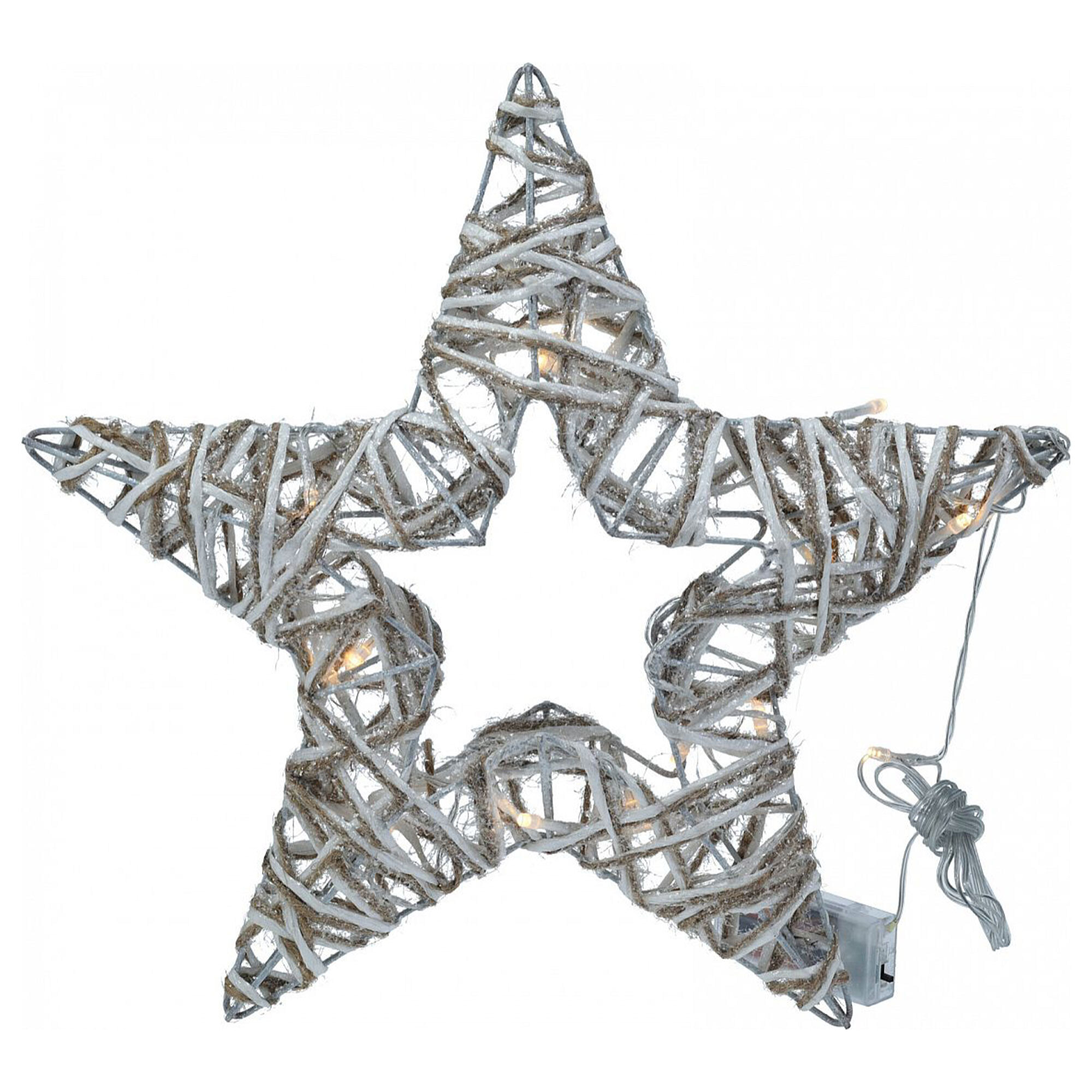 estrella decorativa luminosa con 15 luces led con purpurina 35x4x35cm