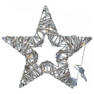 estrella decorativa luminosa con 15 luces led con purpurina 35x4x35cm