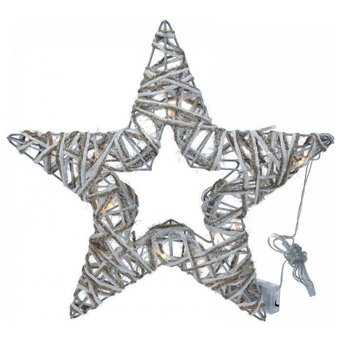 estrella decorativa luminosa con 15 luces led con purpurina 35x4x35cm