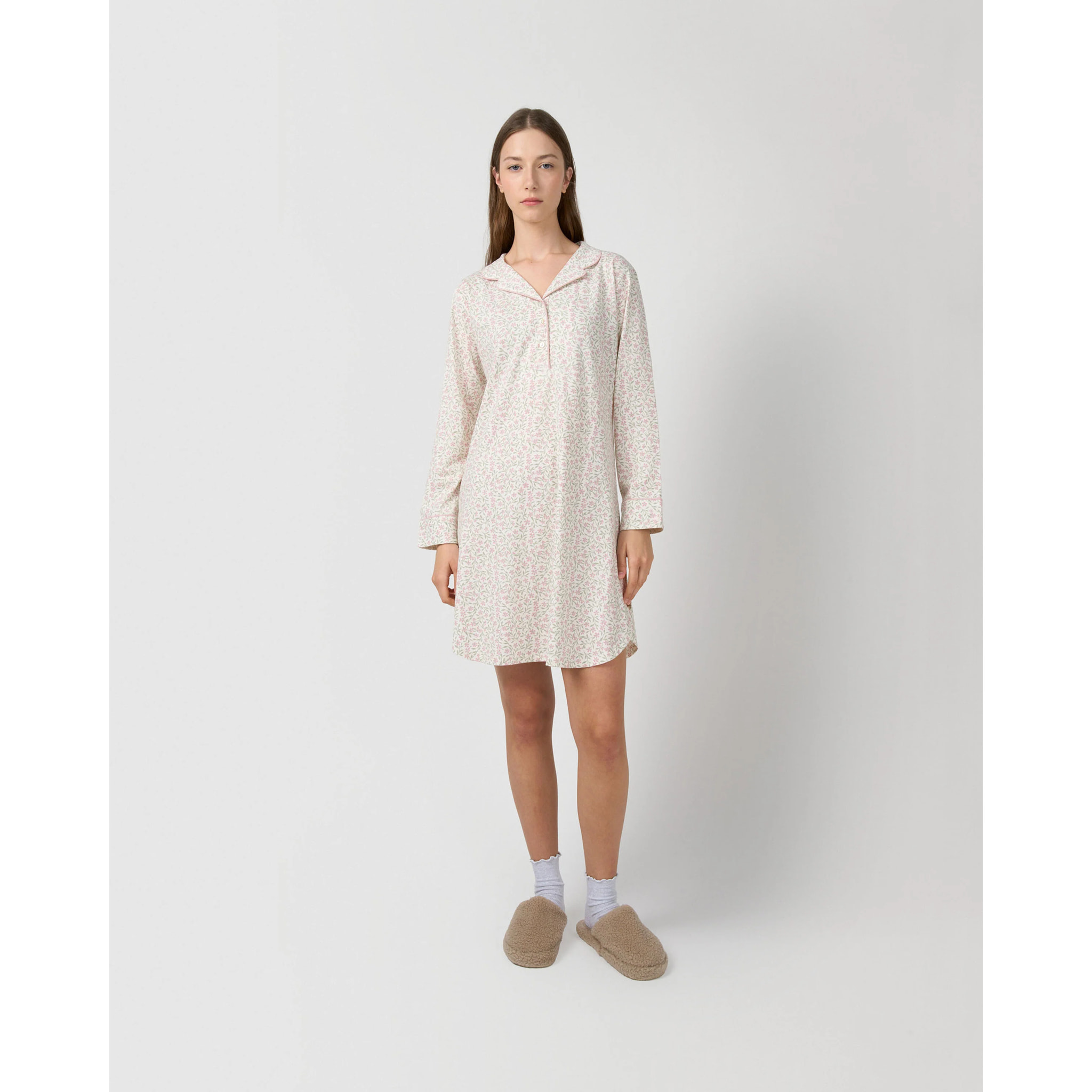Camisón camisero algodón asili rosa