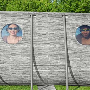 Bestway Piscine hors sol - Ovale - Power Steel Swim Vista - Décor pierres - 549 x 274 x 122 cm