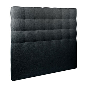 Lit avec sommier et tête de lit capitonnée - Tissu bouclette au style chic - Adapté à tous les matelas, montage rapide - Rangement XXL
