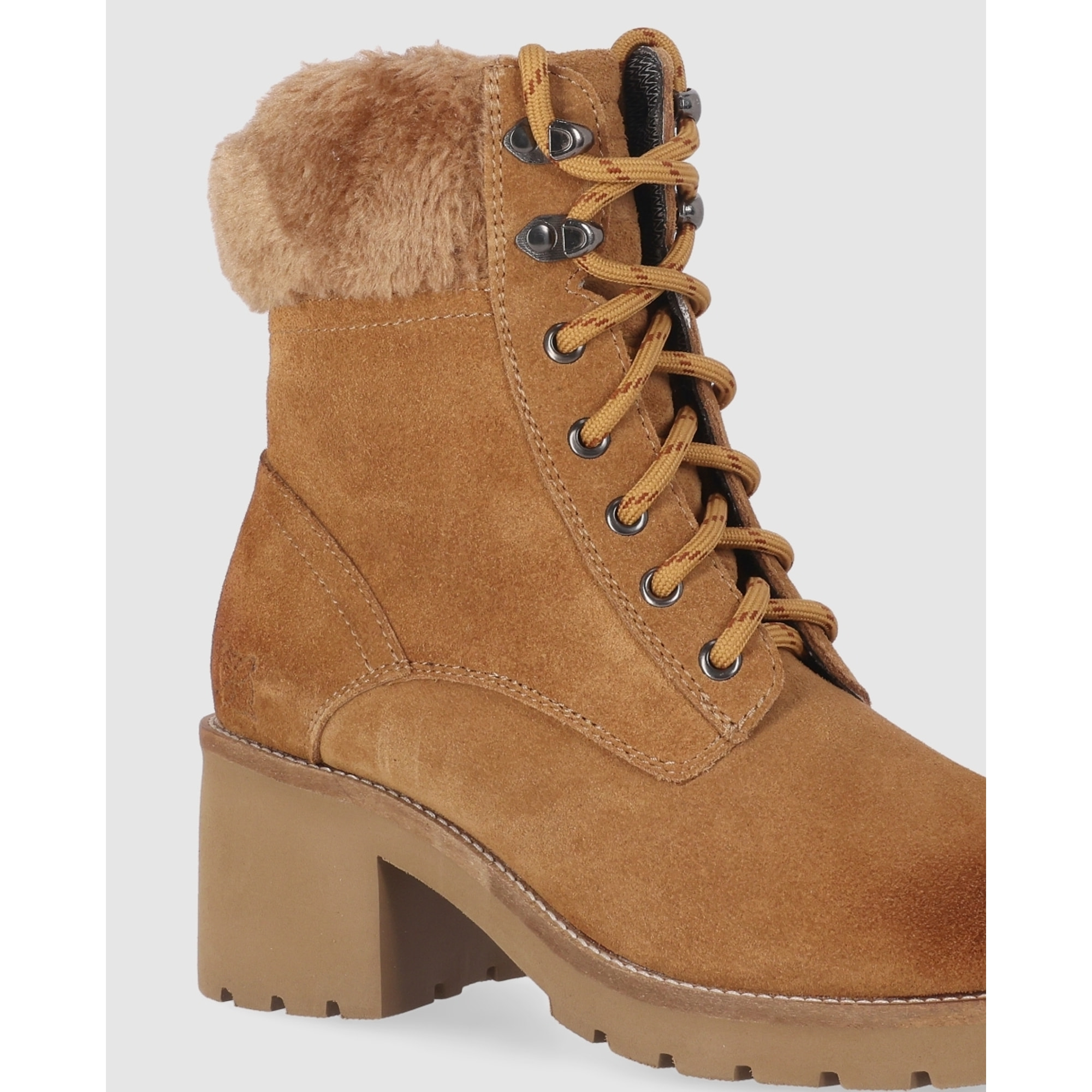 Botines de Serraje - Cuero - Tacón: 6 cm