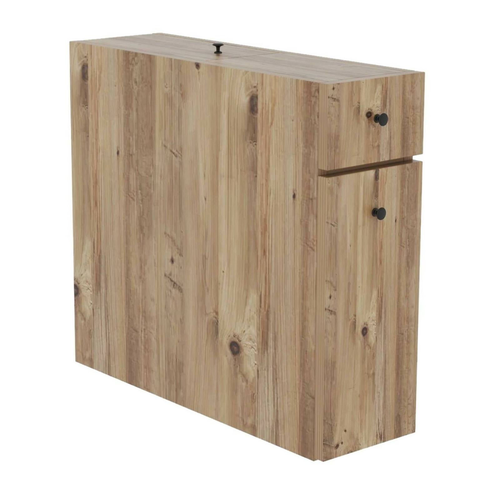 Mobile sottolavabo Isidora, Mobiletto da bagno, Contenitore porta lavabo, Armadio per lavandino, 20x60h55 cm, Quercia