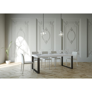 Consola extensible 90x40/196 cm Elettra Small Premium Fresno Blanco estructura Antracita