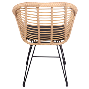 Lot de 2 fauteuils en rotin synthétique avec coussins CINTA