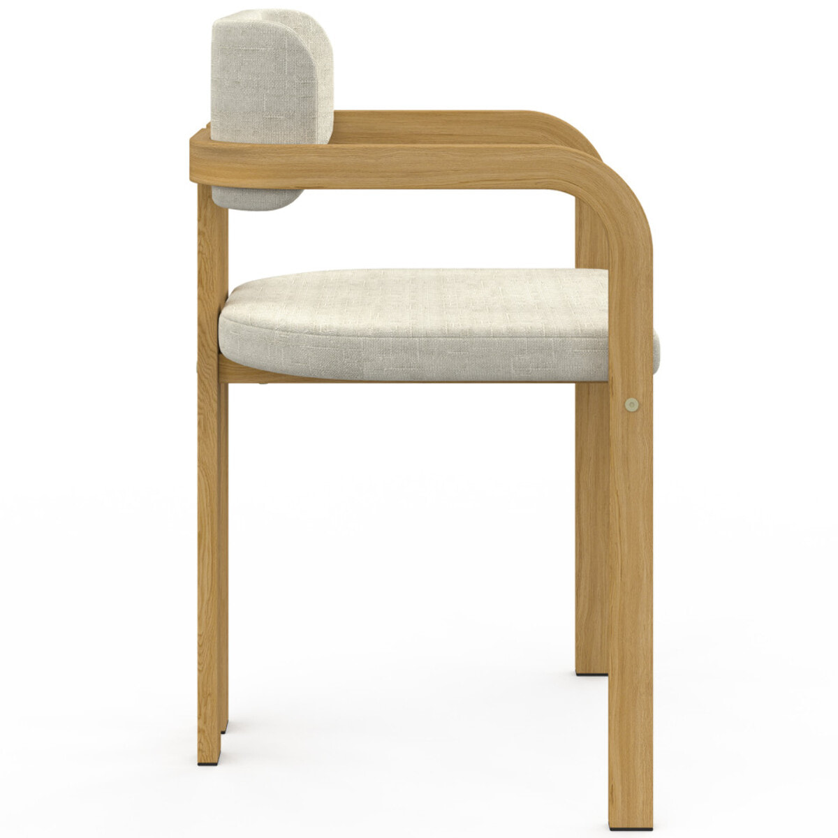Chaises Elsa avec accoudoirs tissu beige pieds effet bois - lot de 4