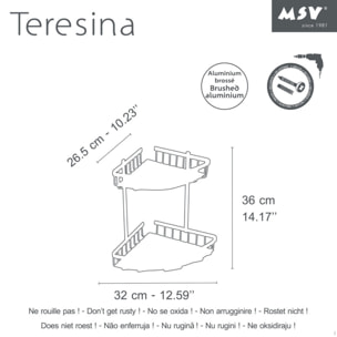 Etagère d'angle de douche 2 niveaux à  fixer TERESINA Alu Satiné MSV