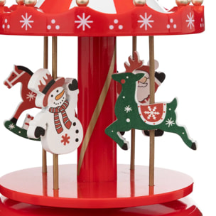 Carrousel musical père noël et bonhomme de neige
