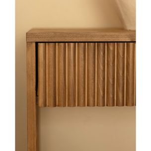 Pack de 2 tables de chevet en bois massif avec un tiroir ton chêne foncé en différentes tailles
