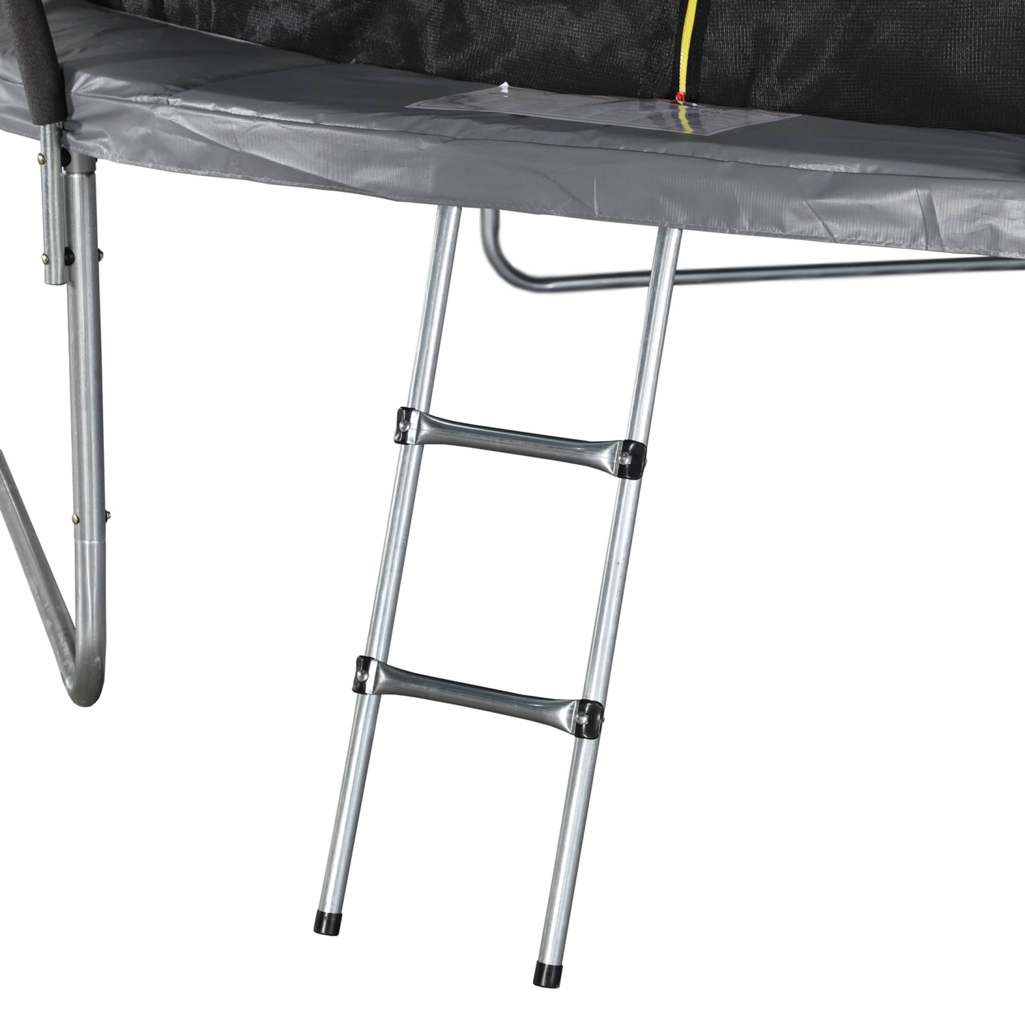 Trampoline rond Ø 430cm gris avec filet de protection intérieur - Venus Inner XXL –  échelle. bâche. filet pour chaussures et kit d'ancrage 4.30m 430 cm