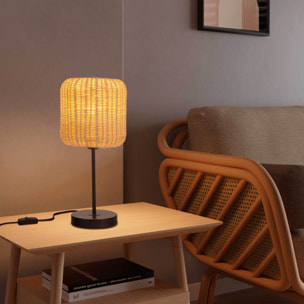 Forlight Cortic Sobremesa de rattan natural/ negro para bombilla E27