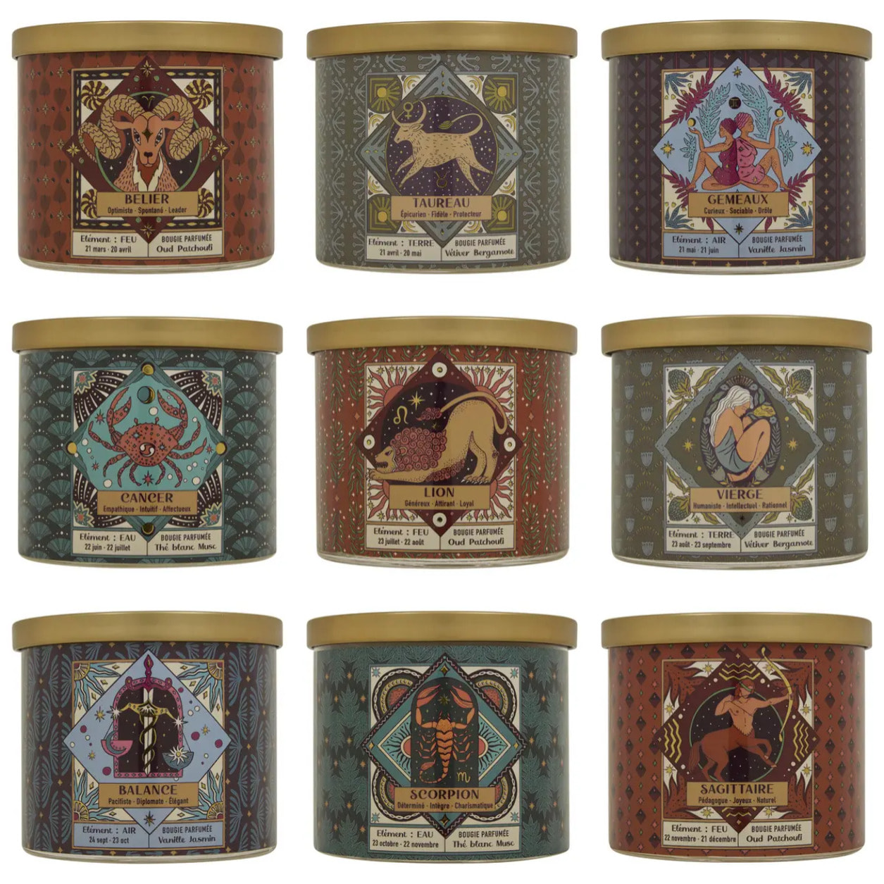 Bougie parfumée Astro 396g pot verre assorti